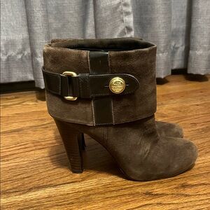 Coach Dark Brown Suede Heeled Boots